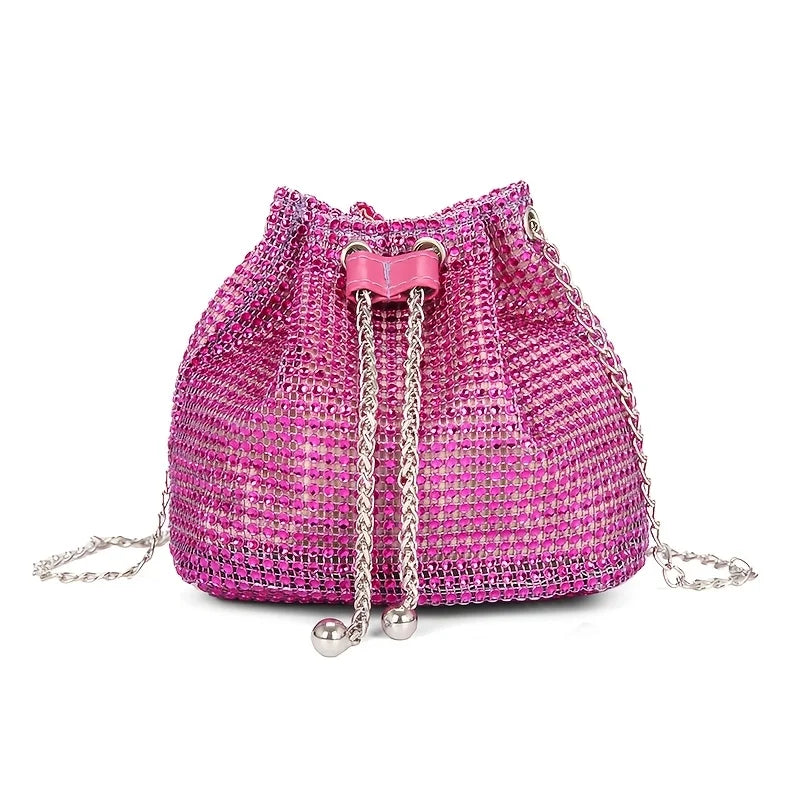 Sac Crossbody Strass & Rhinestone — Pochette Seau Multifonction Femme Soirée