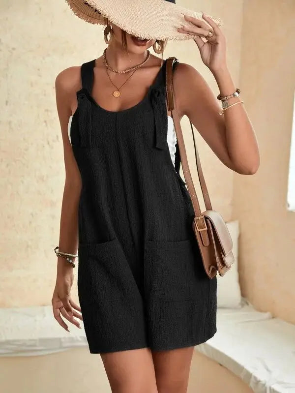 Combinaison Femme Jambes Larges — Bretelles Réglables, Sans Manches, Double Poche