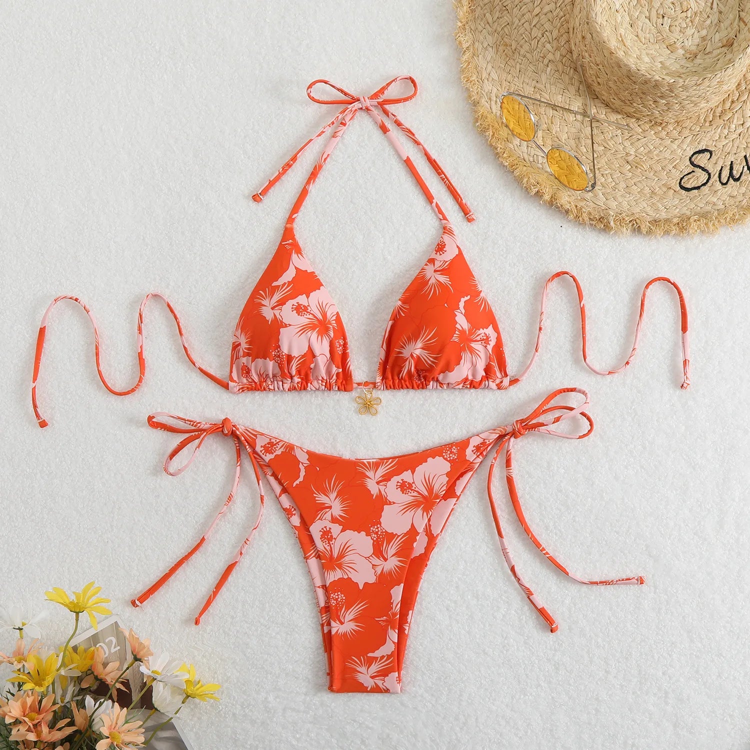 Ensemble Bikini 3 Pièces Triangle + Robe de Plage 2026 — Cover-Up Femme