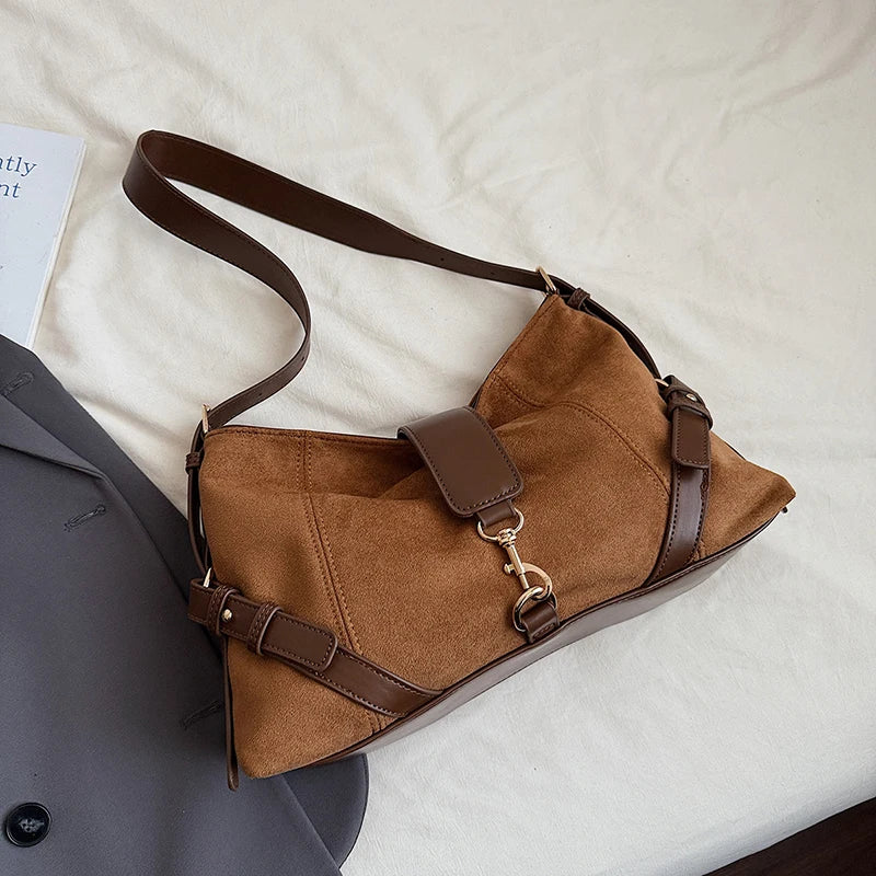 Sac Bandoulière Daim Léopard Patchwork — Crossbody Souple Femme Tendance