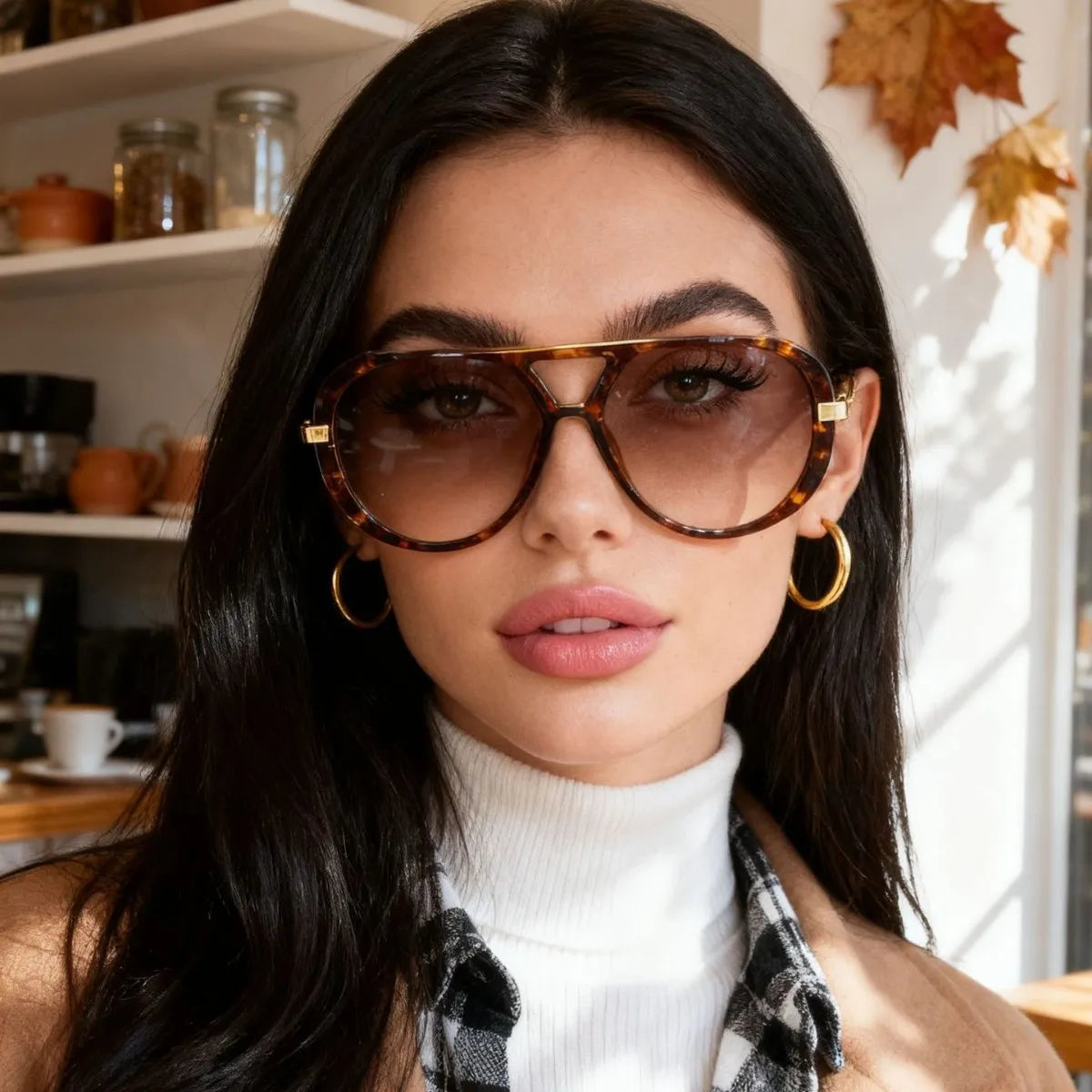 Lunettes de Soleil Aviateur Punk — Grande Monture Métal, Style Léopard, UV400, 4 Coloris