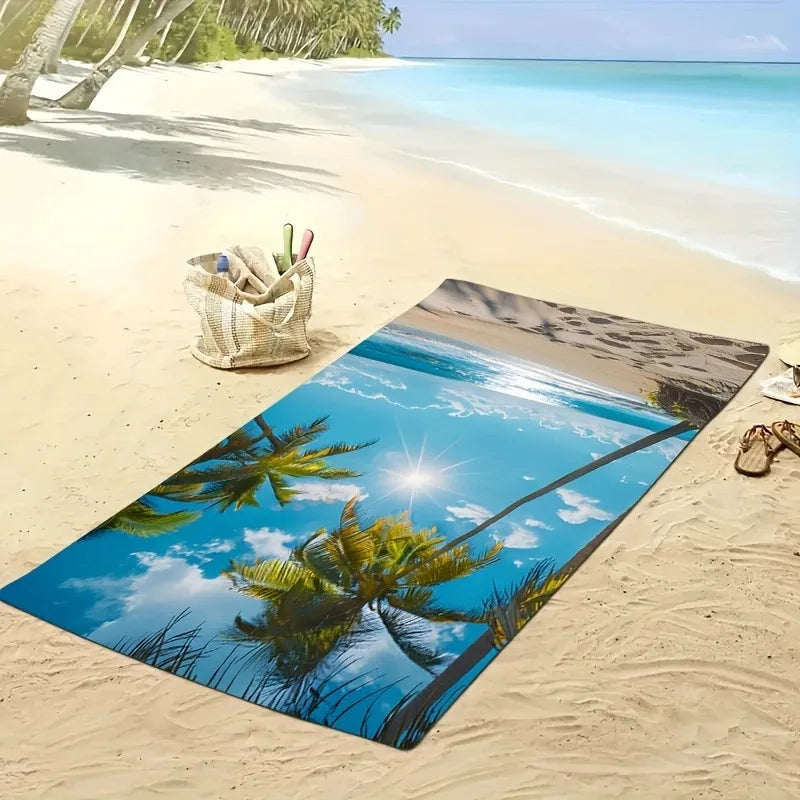 Serviette de Plage Paradis Tropical — Motif Palmiers, Séchage Rapide & Anti-UV