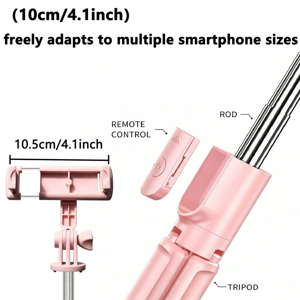 Perche à Selfie Sans Fil avec Trépied Intégré & Télécommande — Rotation 360°, Hauteur 71 cm