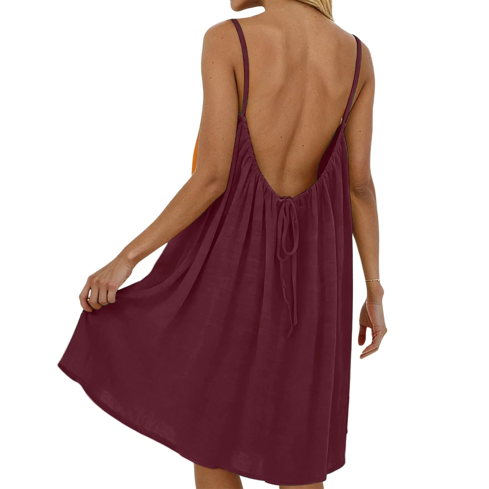 Robe Courte Dos Nu pour Femme — Mini Robe de Plage Casual Été