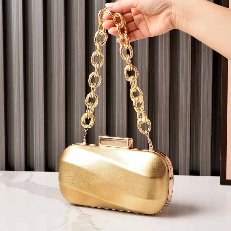 Sac Clutch Ovale Doré Luxe Irrégulier — Pochette Soirée Femme Mariage Fête