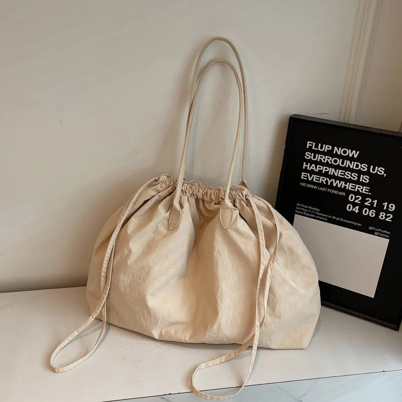 Grand Sac Seau Nylon Cordon — Tote Bag Léger Grande Capacité Femme