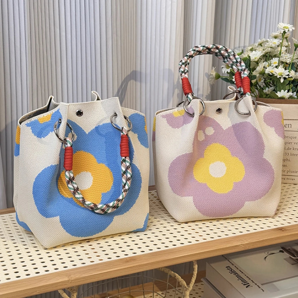 Sac Seau Tricoté Color Block Rétro Multicolore — Sac À Main Femme Tendance
