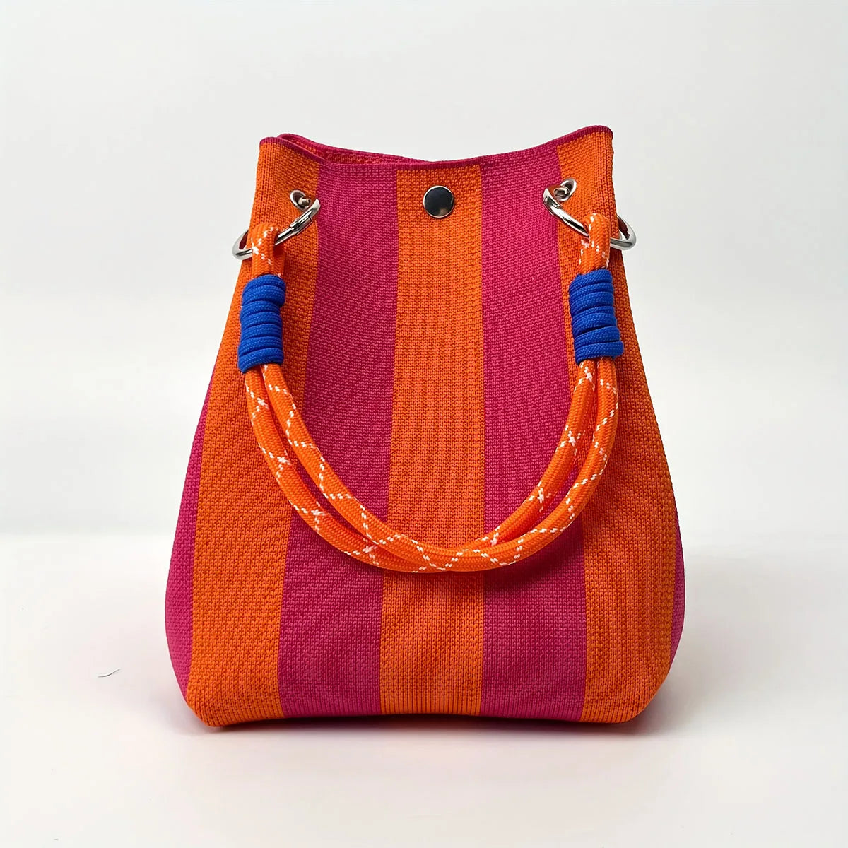 Sac Seau Tricoté Color Block Rétro Multicolore — Sac À Main Femme Tendance