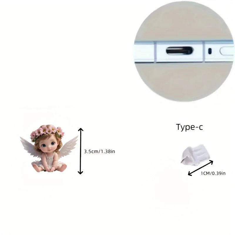 Bouchon Anti-Poussière Décoratif Ange & Papillon – Cache-Port iPhone & USB-C