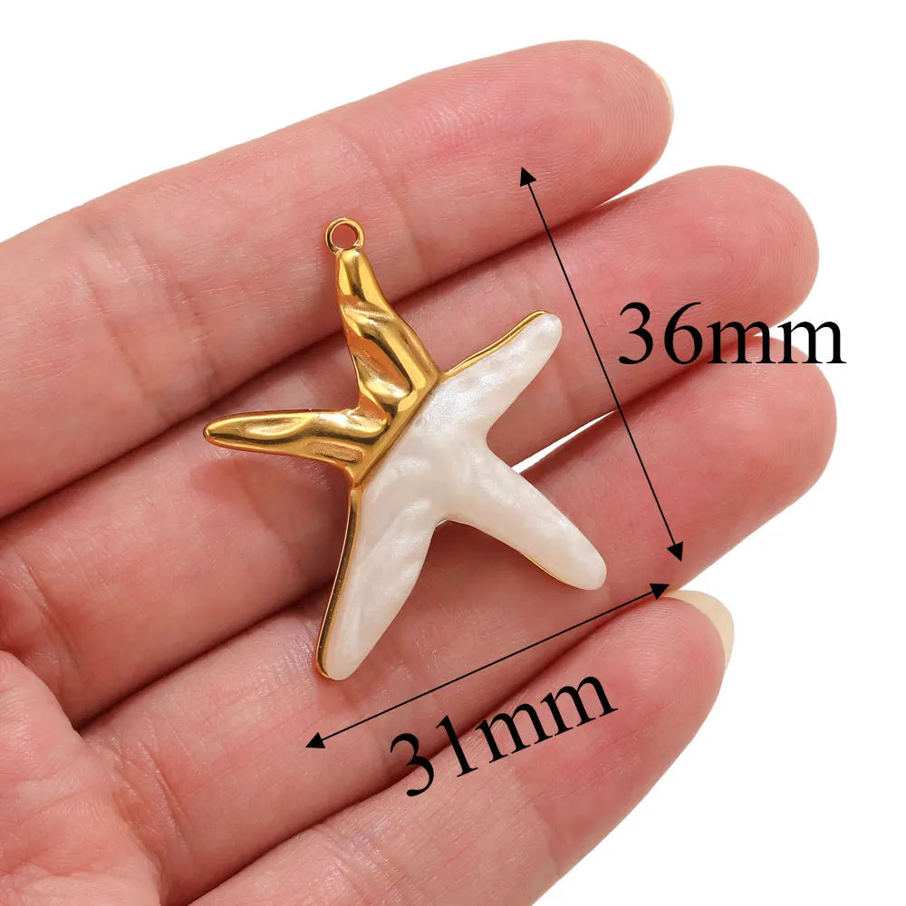 Lot 2 Breloques Coquillage & Étoile de Mer Acier Inoxydable — Pendentifs Bijoux Plage Fait Main