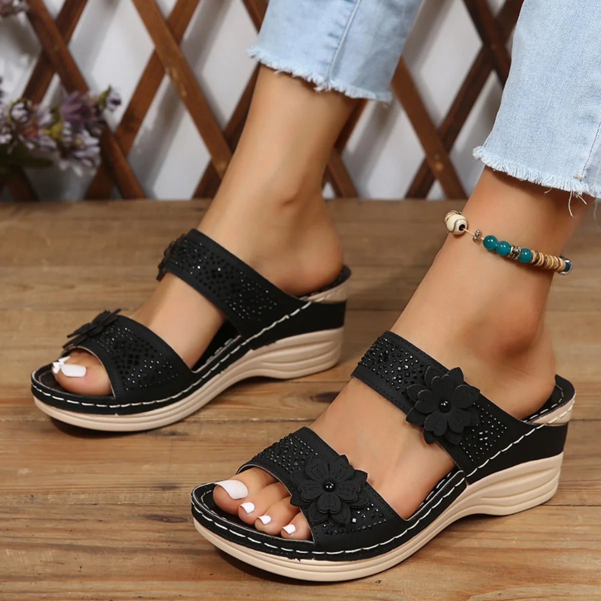 Sandales Compensées Orthopédiques Femme — Confort & Style Rétro Été