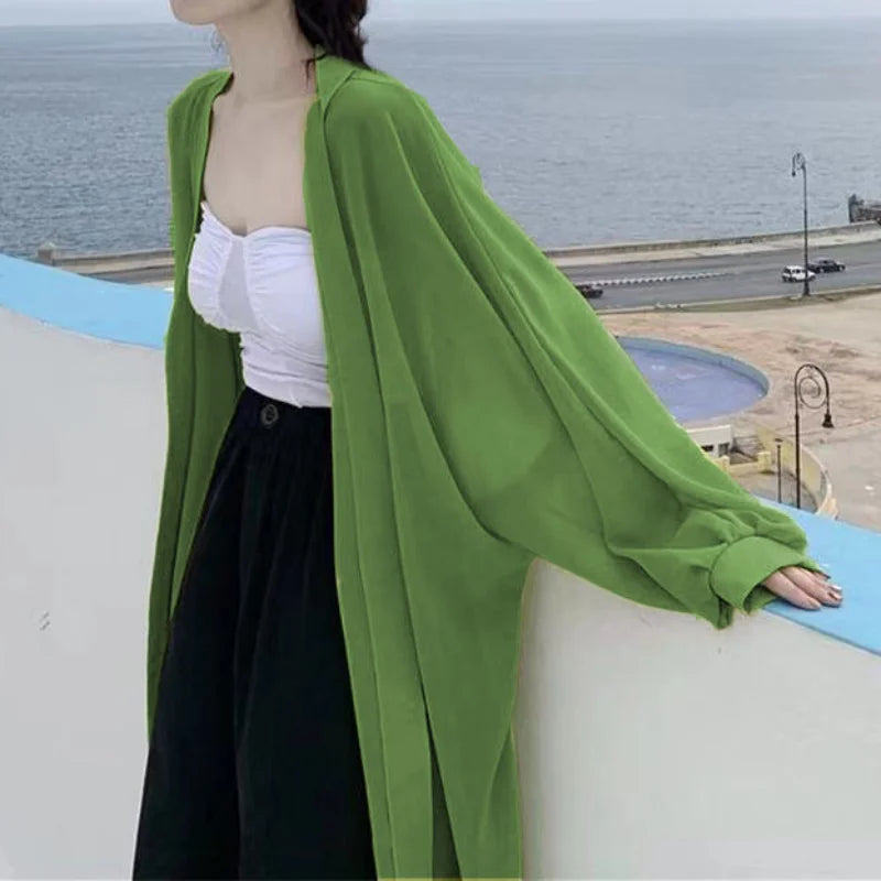 Paréo Cardigan Chiffon Femme — Cover-Up Plage Style Coréen, Anti-UV & Léger