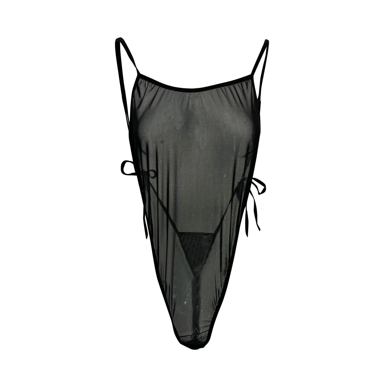 Bodysuit Mesh Transparent Dos Nu — Combinaison Sexy Sans Manches Femme