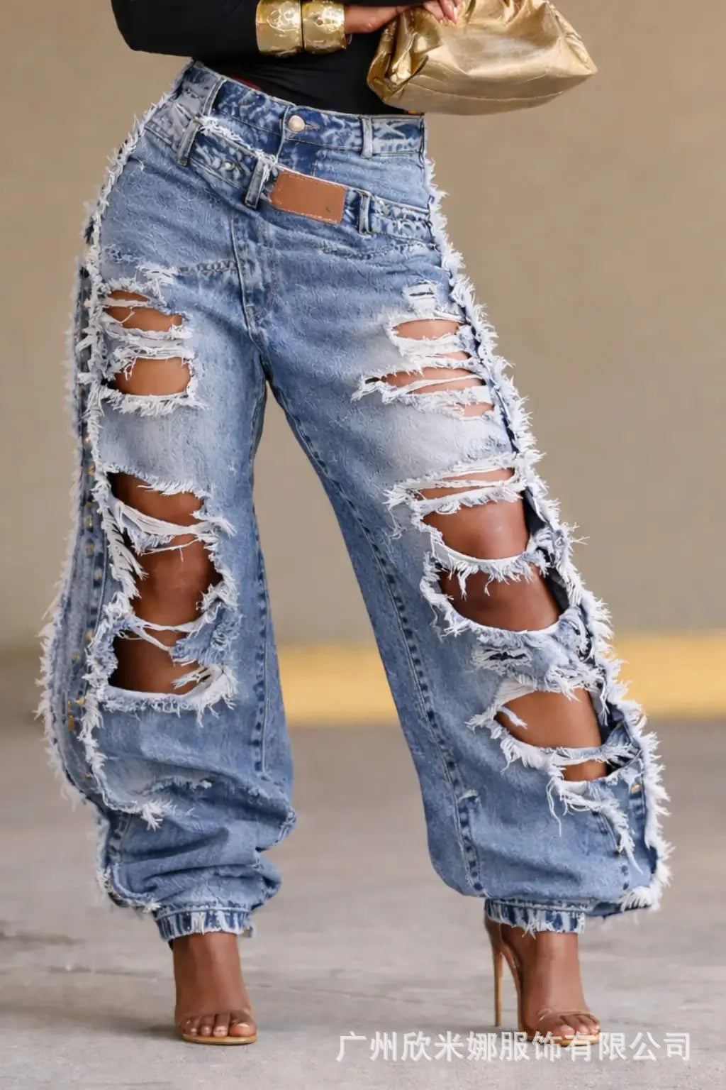 Jean Destroyé Jambe Droite Femme – Décontracté Cheville Lié Style Américain