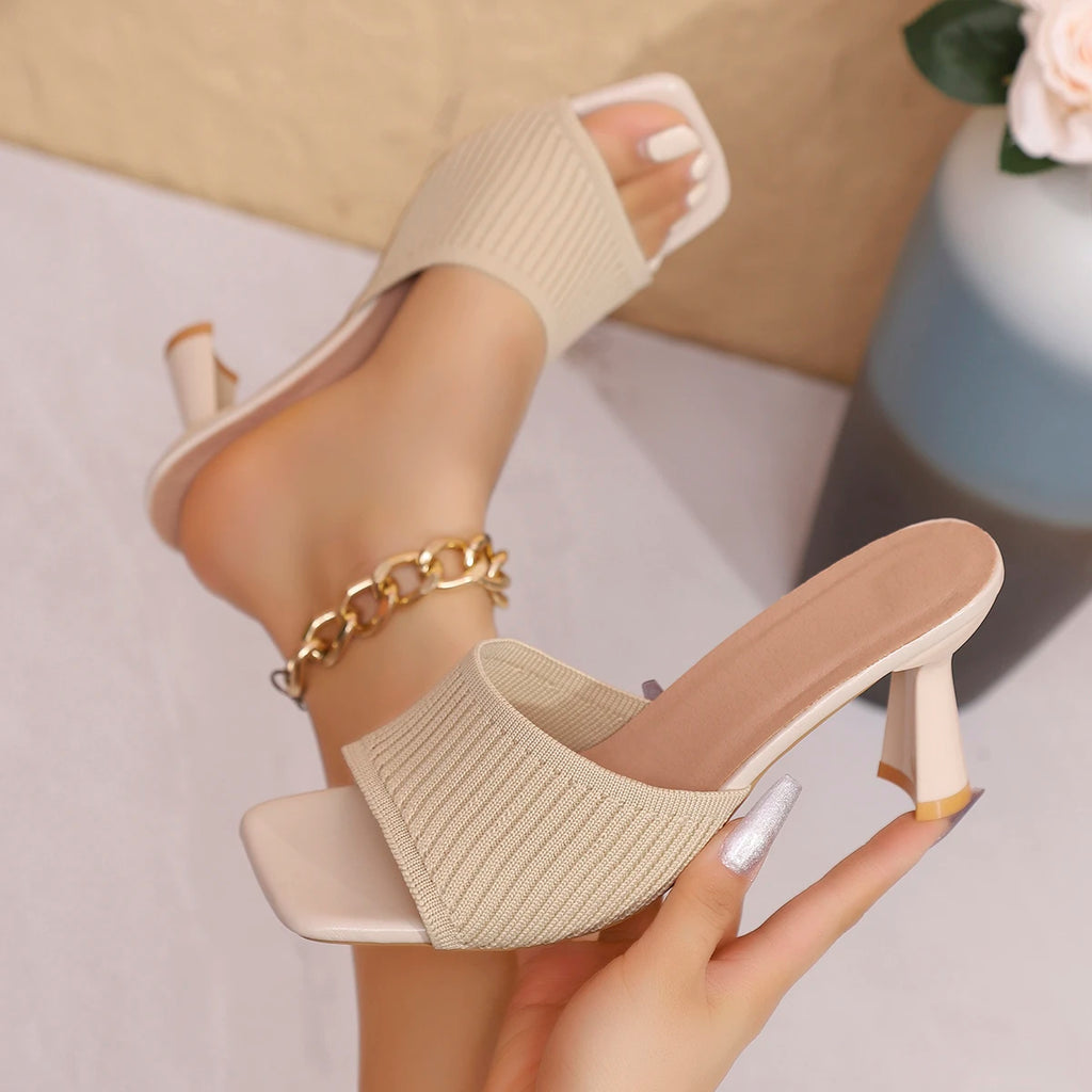 Mules Talon Haut Bout Ouvert Style Luxe Femme — Casual Chic Été 2026