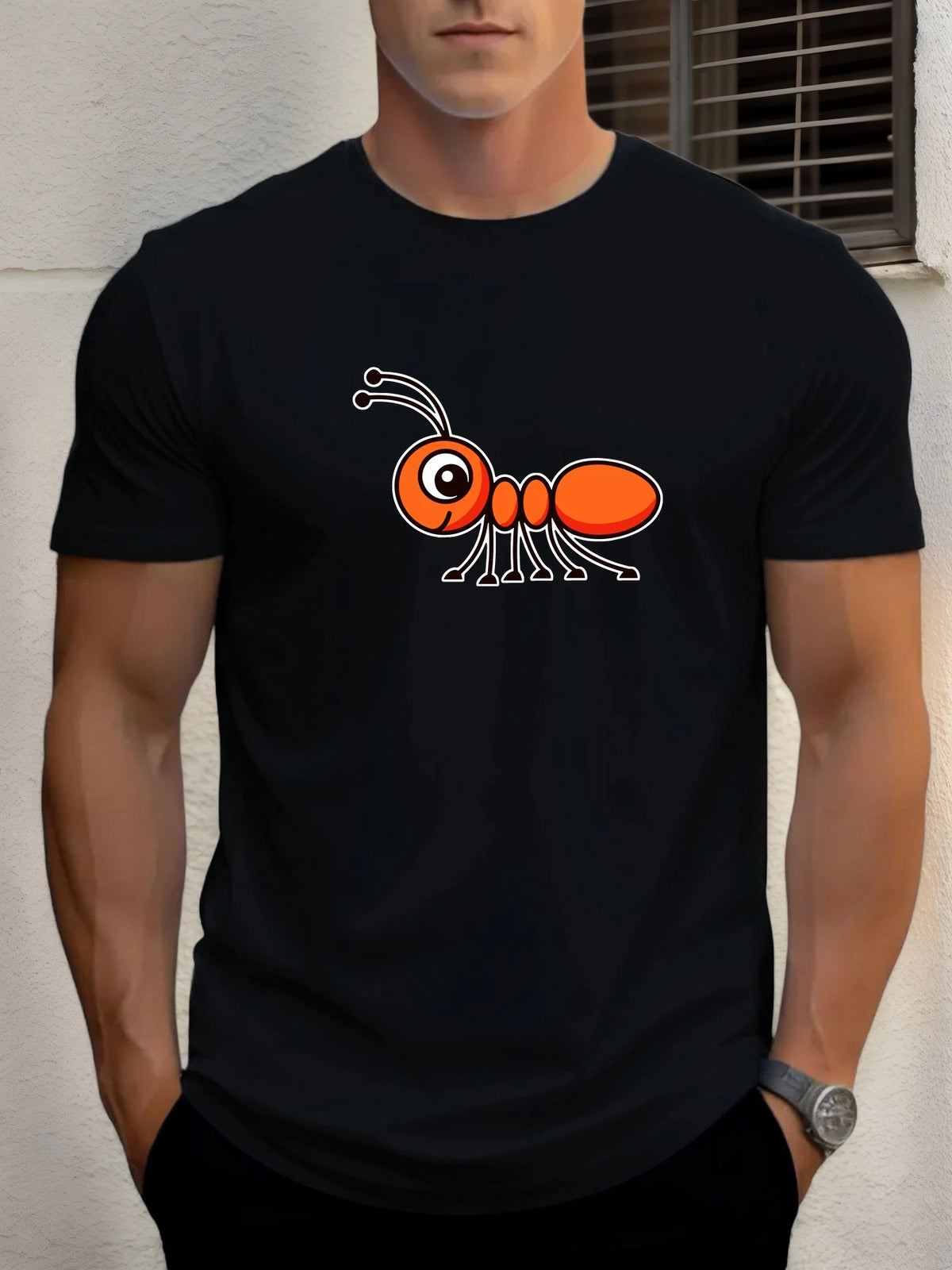 T-Shirt Homme 100% Coton Imprimé Graphique – Col Rond, Style Casual