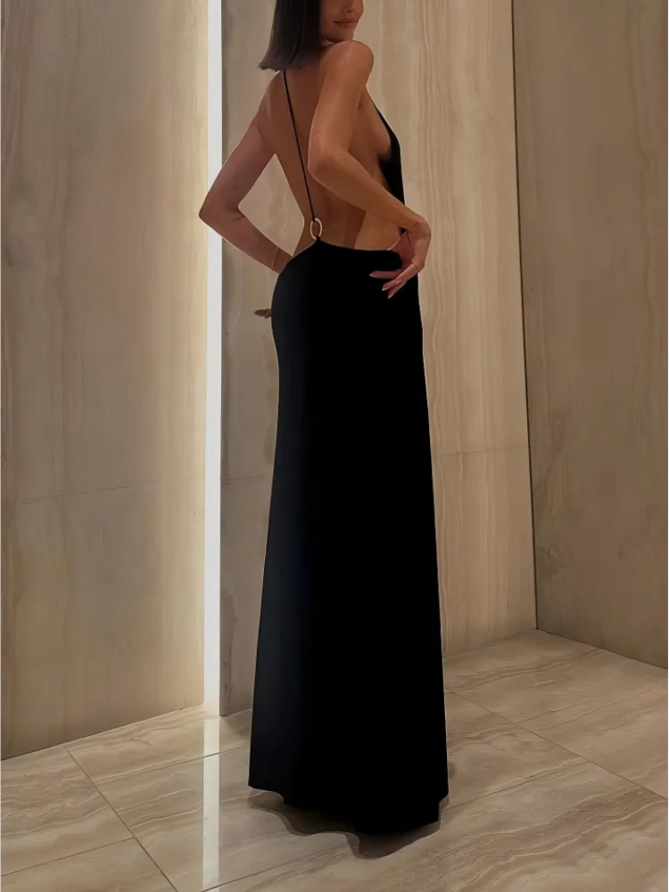 Robe Halter Transparente Dos Nu — Top Casual Élégant Femme Été
