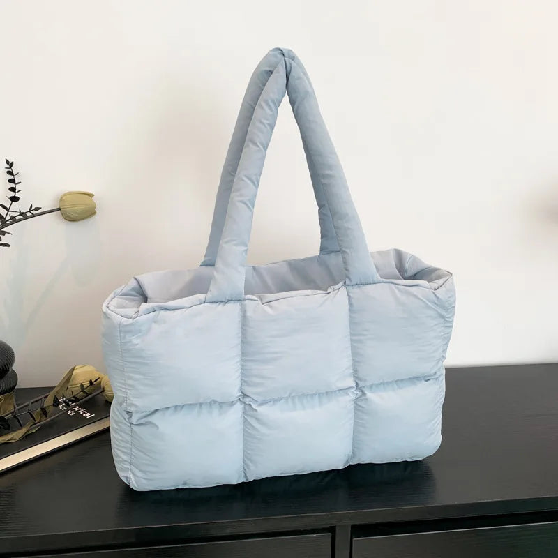 Sac Cabas Matelassé À Carreaux — Sac Épaule Grande Capacité Femme Rétro