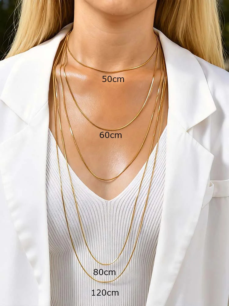 Collier Chaîne Serpent Acier Inoxydable Superposable — Bijou Femme Tendance, Or & Argent, 50-120 cm