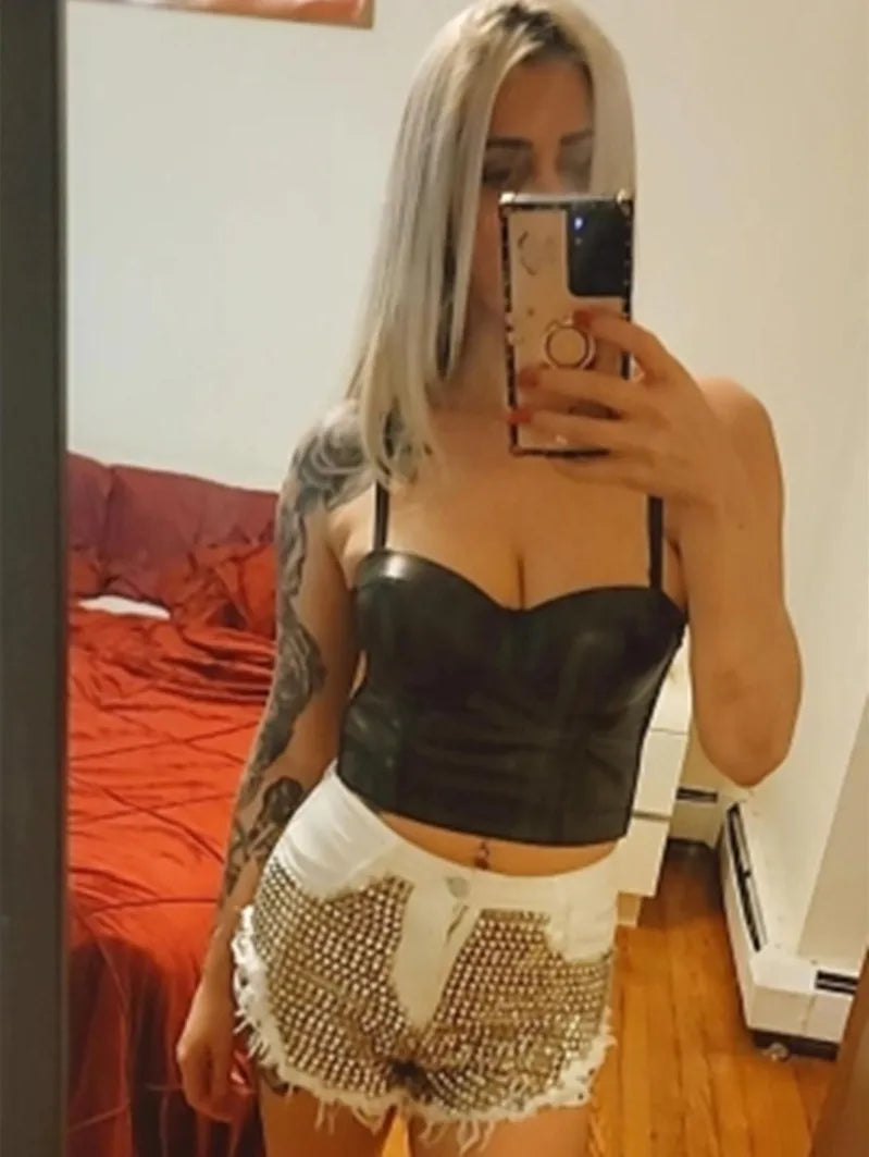Short Jean Rivets & Franges Femme Taille Haute – Dénim Loose Été