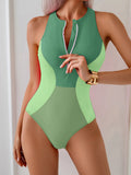 Maillot Une Pièce Sporty Slim Fermeture Zip 2026 — Sans Manches Gainant Femme