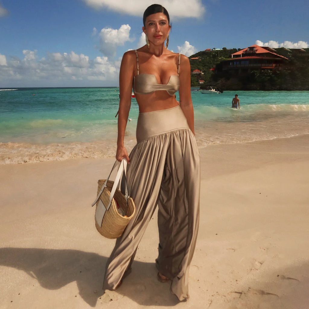 Ensemble Bikini Bandeau 3 Pièces avec Robe de Plage — Femme