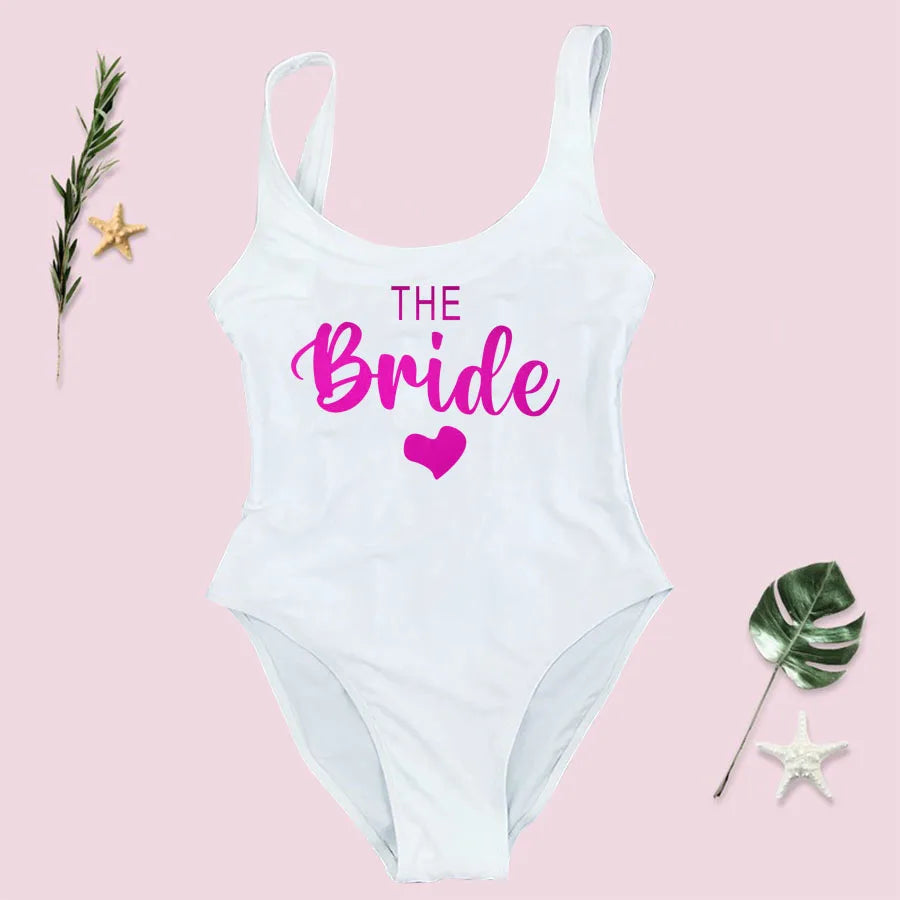 Maillot Une Pièce Team Bride EVJF 2026 — High Cut Dos Nu Femme S-3XL
