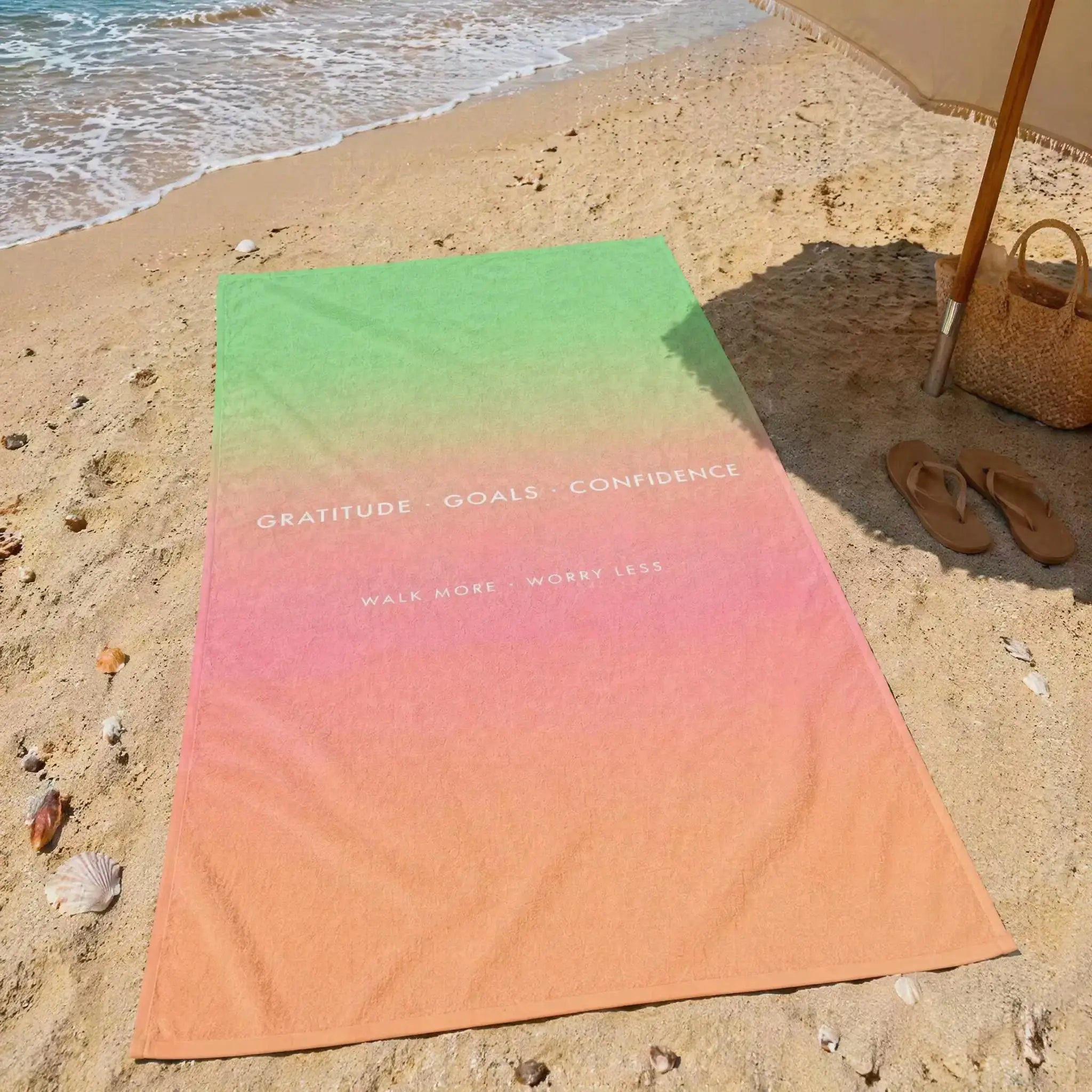 Serviette de Plage Phrases Motivantes — Légère, Séchage Rapide, Anti-Sable