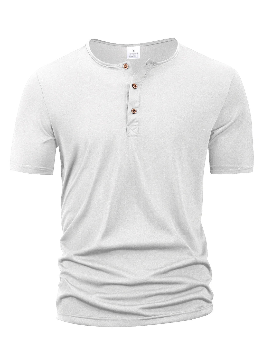 T-Shirt Homme Col Henley Boutonné — Respirant Séchage Rapide