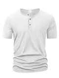 T-Shirt Homme Col Henley Boutonné — Respirant Séchage Rapide