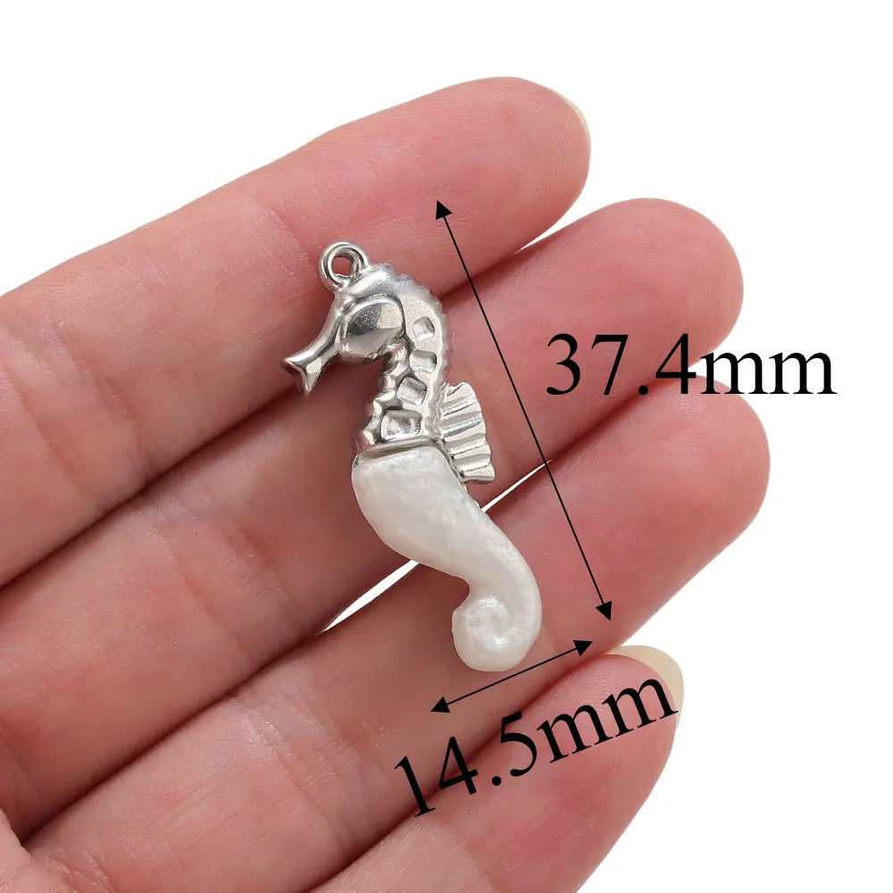 Lot 2 Breloques Coquillage & Étoile de Mer Acier Inoxydable — Pendentifs Bijoux Plage Fait Main