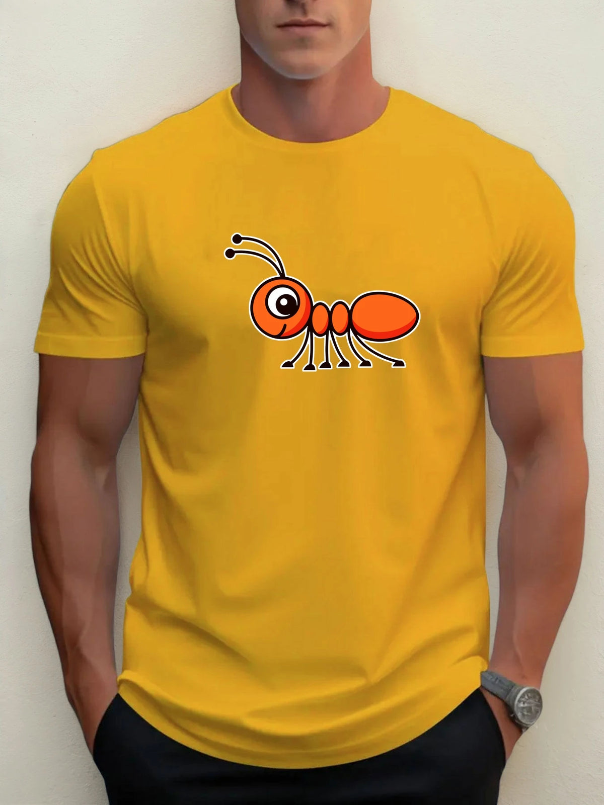 T-Shirt Homme 100% Coton Imprimé Graphique – Col Rond, Style Casual