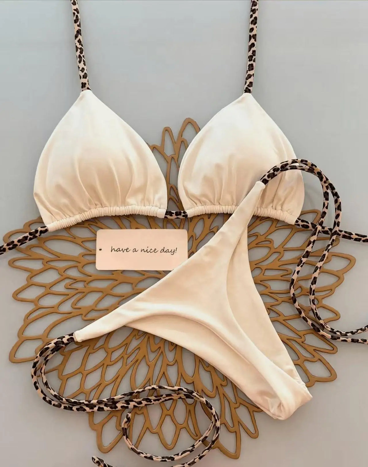 Bikini Bandeau Couleur Unie Tanga — Maillot 2 Pièces Femme Été