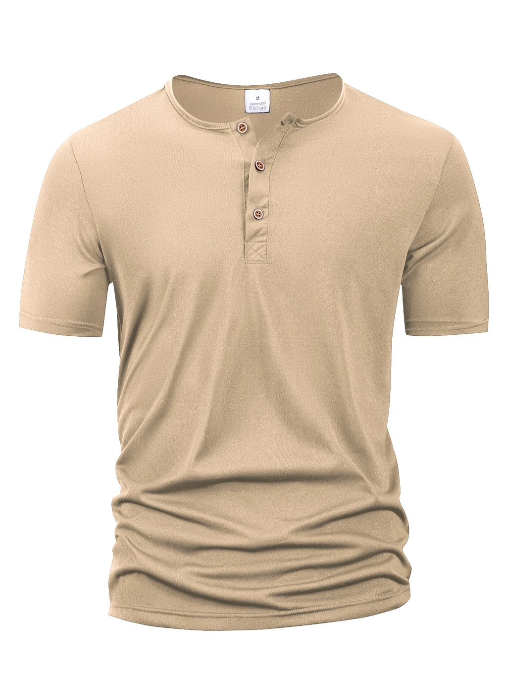 T-Shirt Homme Col Henley Boutonné — Respirant Séchage Rapide