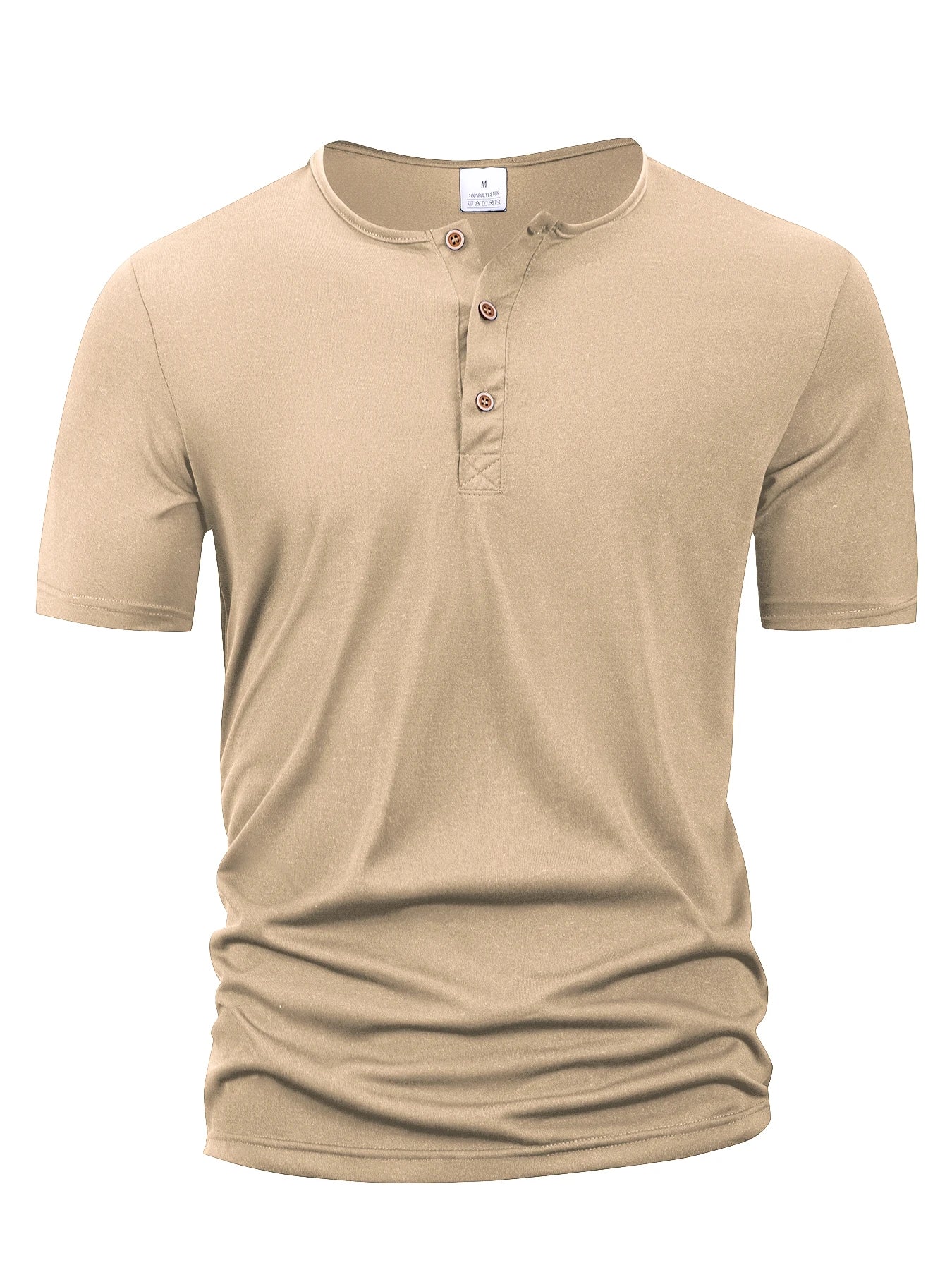 T-Shirt Homme Col Henley Boutonné — Respirant Séchage Rapide