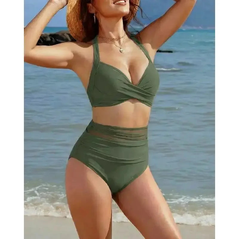 Maillot Une Pièce Monokini Mesh Col V — Swimsuit Gainant Femme