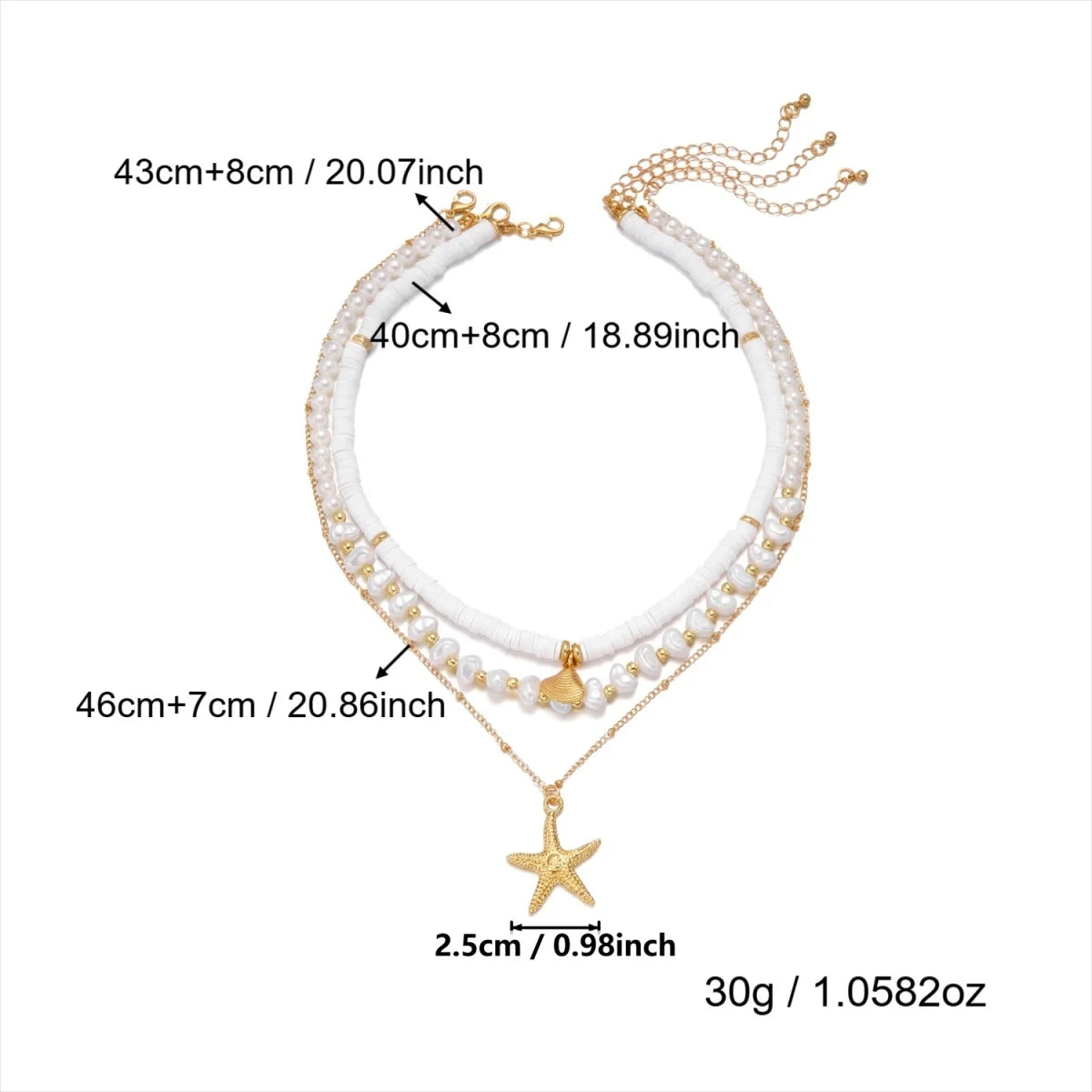 Collier Ras-du-Cou Coquillage Étoile de Mer — Multicouche Perles & Argile, Style Boho Été