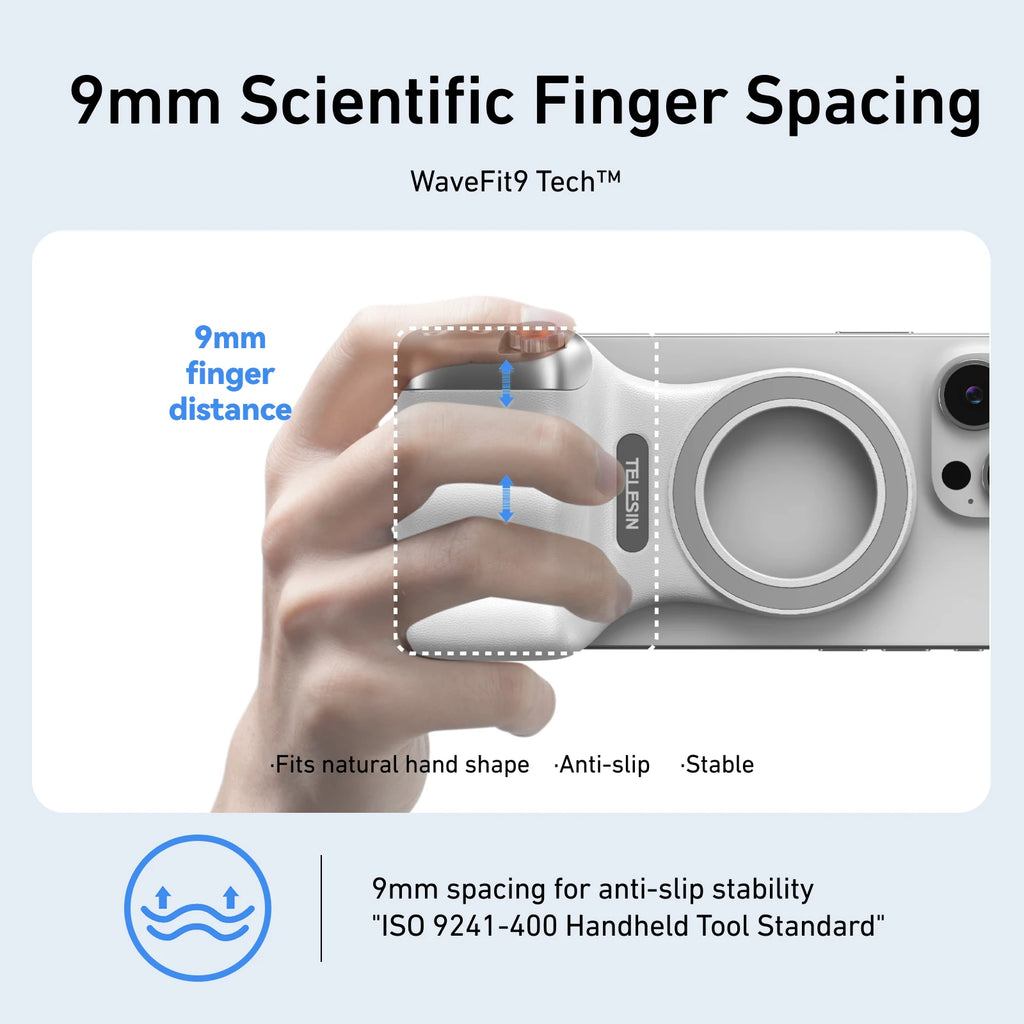 TELESIN Poignée Magnétique pour Smartphone — Grip Photo Bluetooth, Lumière de Remplissage, Télécommande