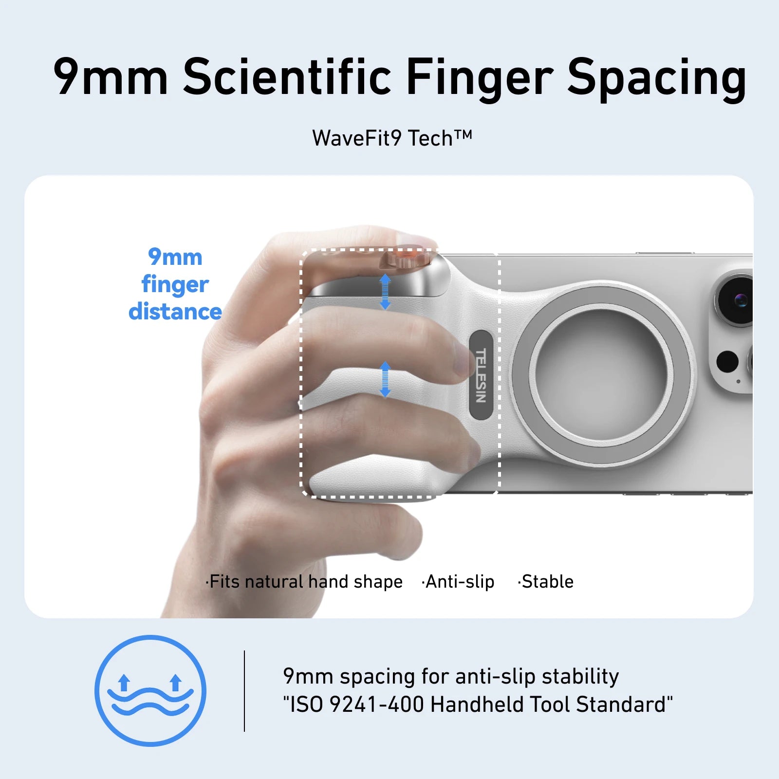 TELESIN Poignée Magnétique pour Smartphone — Grip Photo Bluetooth, Lumière de Remplissage, Télécommande