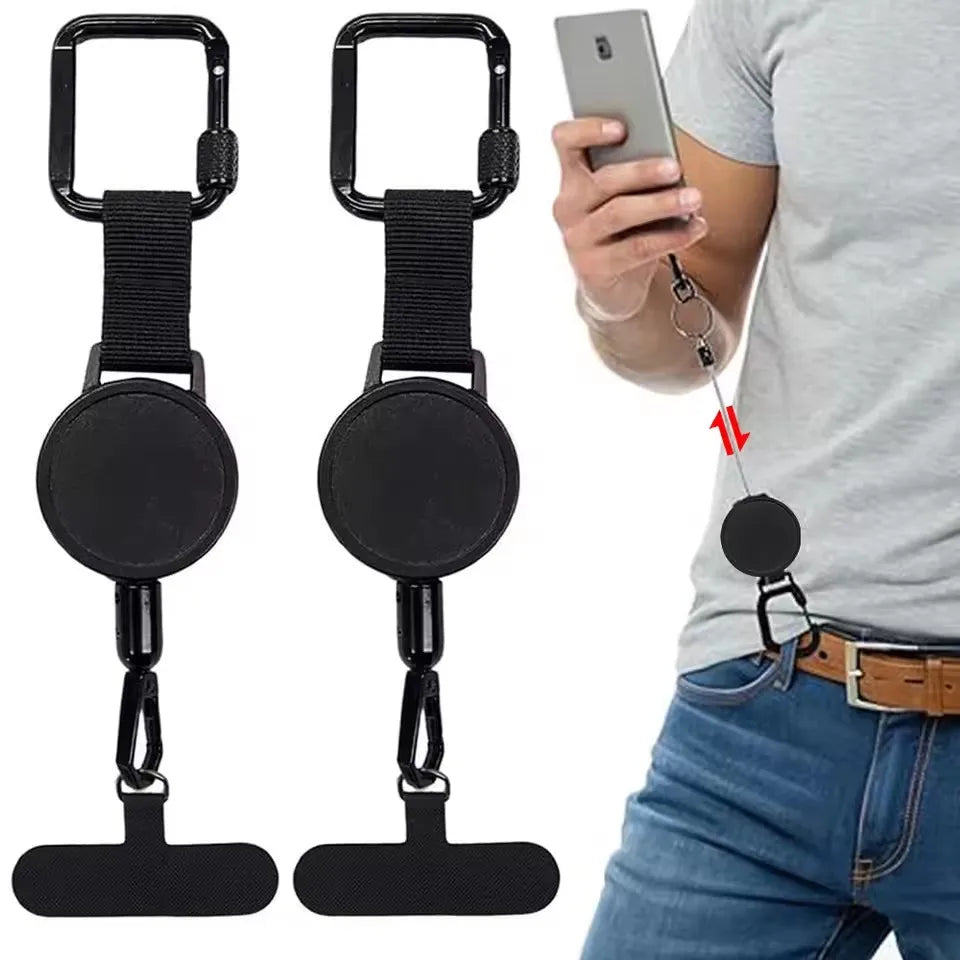 Support Antivol Rétractable pour Téléphone — Cordon de Sécurité avec Mousqueton