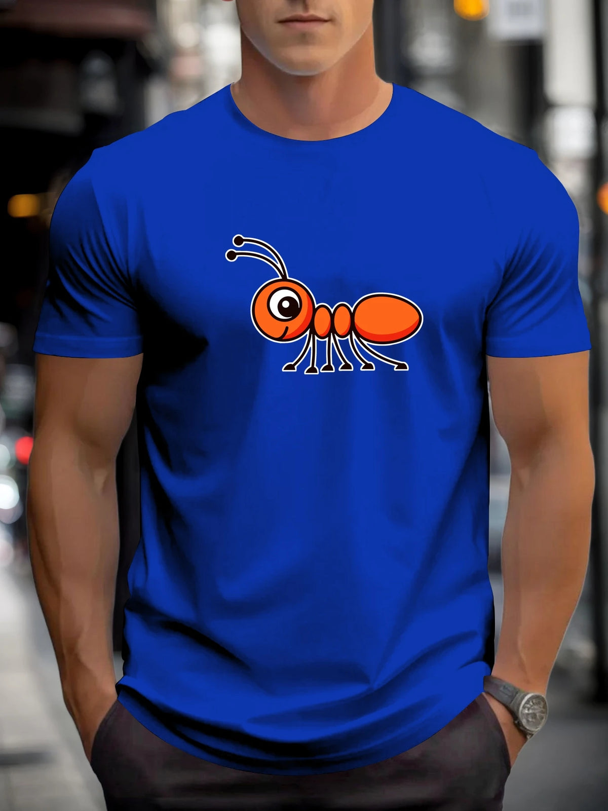 T-Shirt Homme 100% Coton Imprimé Graphique – Col Rond, Style Casual