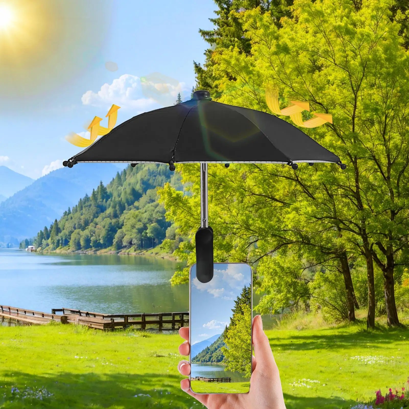 Mini Parasol pour Smartphone avec Clip — Anti-UV & Anti-Reflets