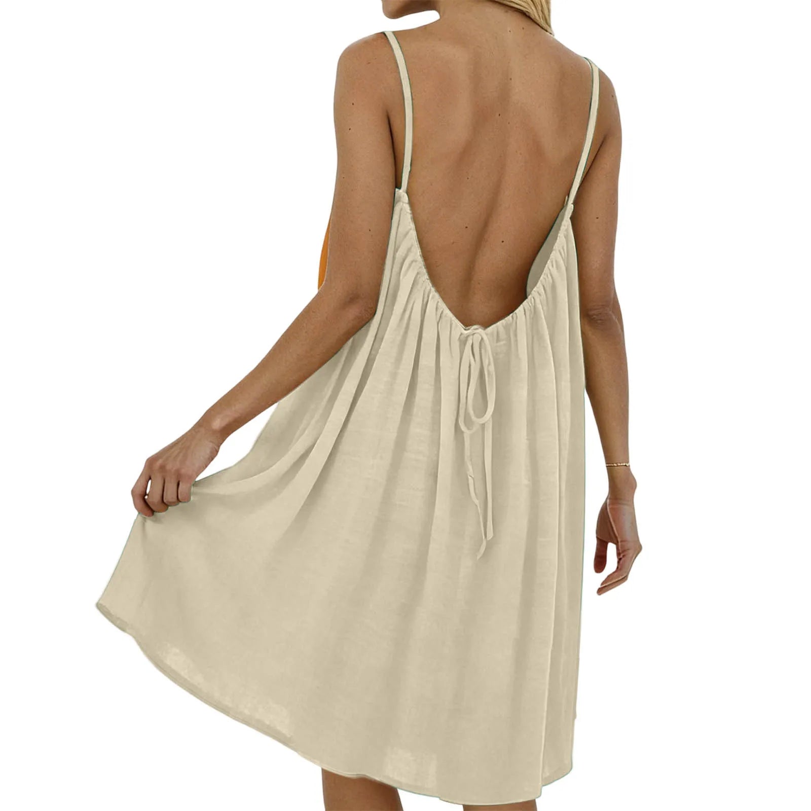 Robe Courte Dos Nu pour Femme — Mini Robe de Plage Casual Été