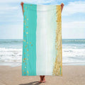 Serviette de Plage Or et Aqua — Séchage Rapide, Anti-UV, Anti-Sable
