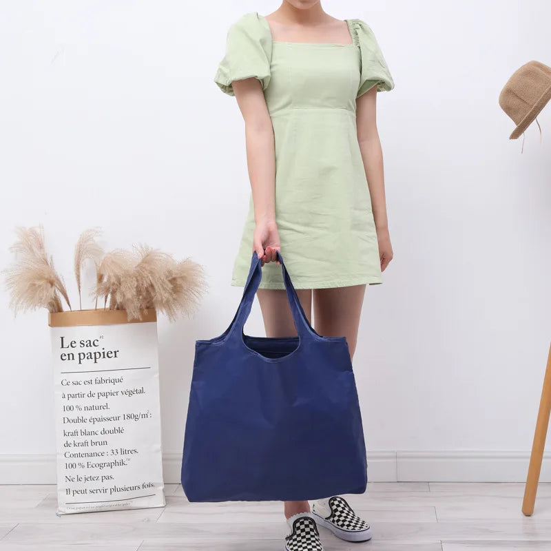 Grand Sac Shopping Éco-Responsable Pliable — Tote Bag Oxford Réutilisable