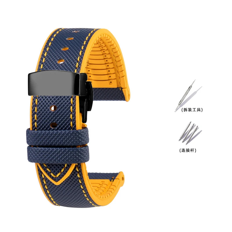 Bracelet de Montre en Caoutchouc – Compatible TAG Heuer F1 / Gulf / Aquaracer / Monaco – 20 à 24mm