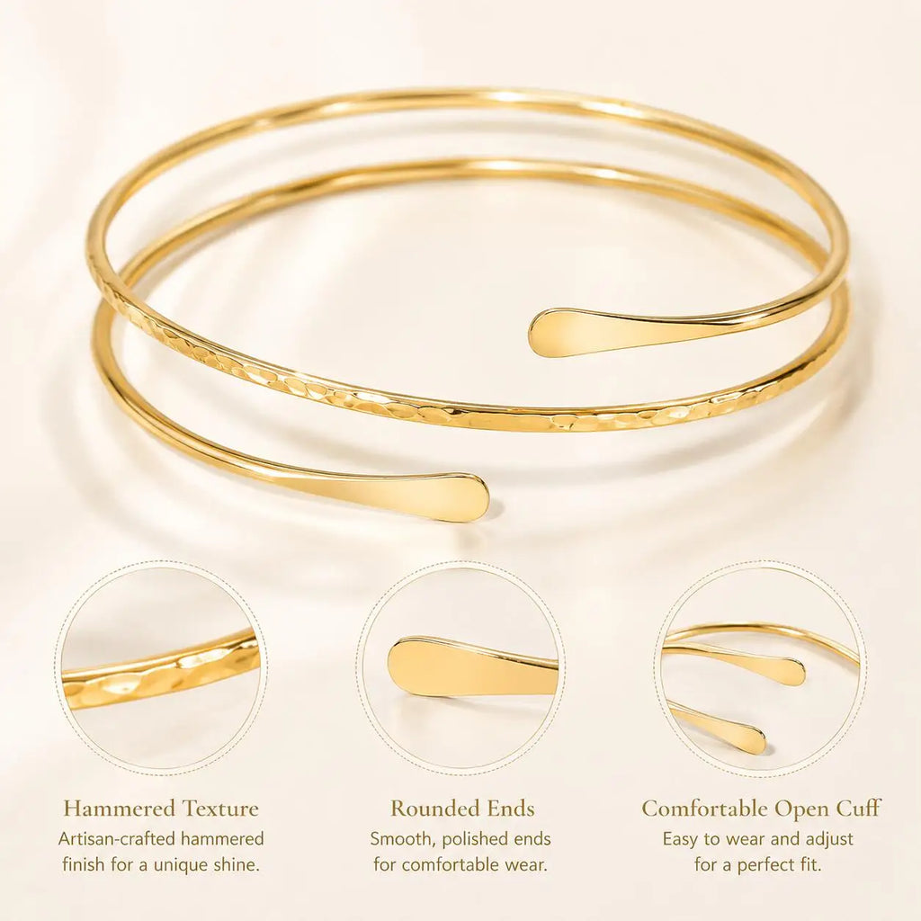 Bracelet Bras Ouvert Plaqué Or Ajustable — Bijou Arm Cuff Femme Soirée