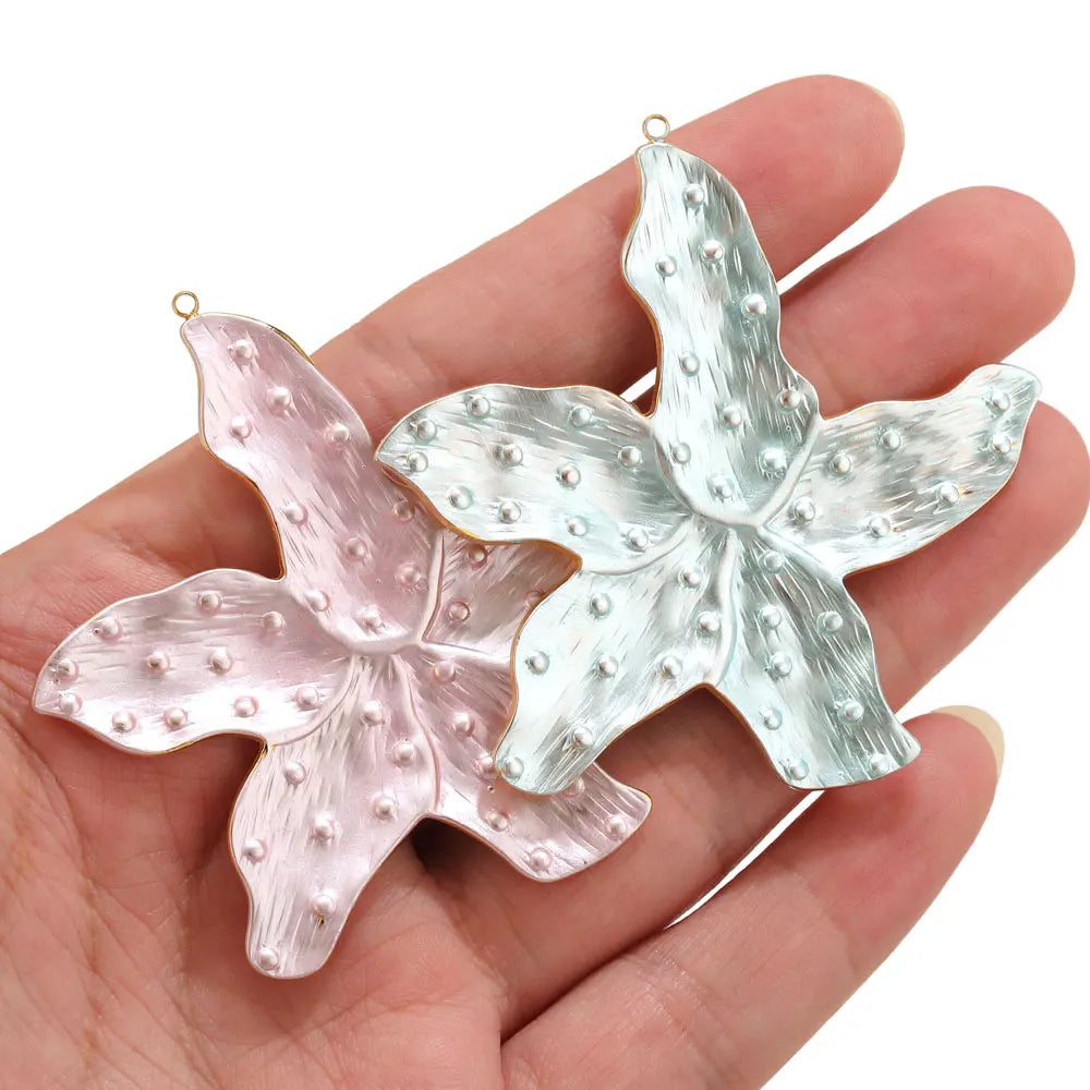 Lot 2 Breloques Coquillage & Étoile de Mer Acier Inoxydable — Pendentifs Bijoux Plage Fait Main