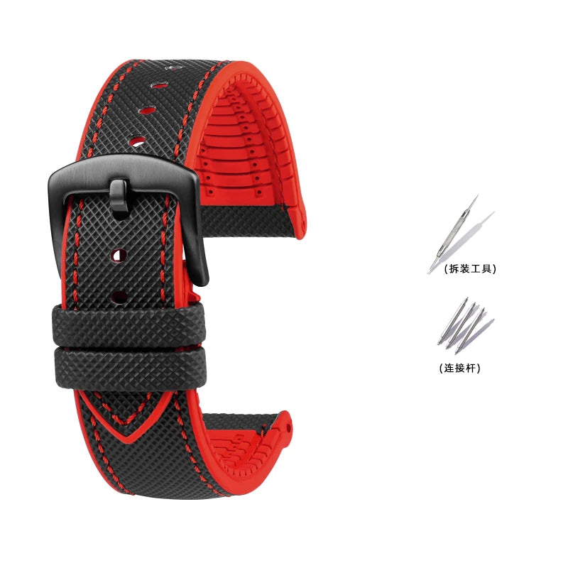 Bracelet de Montre en Caoutchouc – Compatible TAG Heuer F1 / Gulf / Aquaracer / Monaco – 20 à 24mm