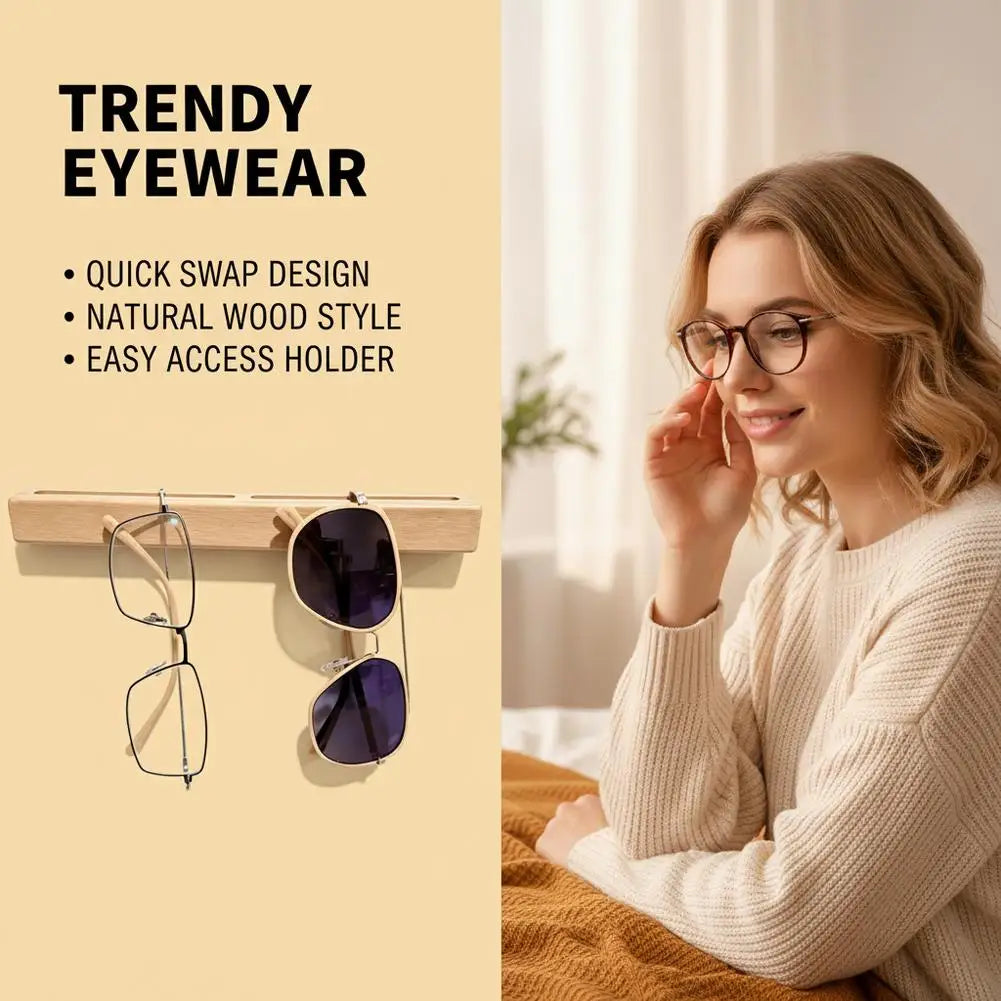 Étagère à Lunettes Murale en Bois – Présentoir Décoratif